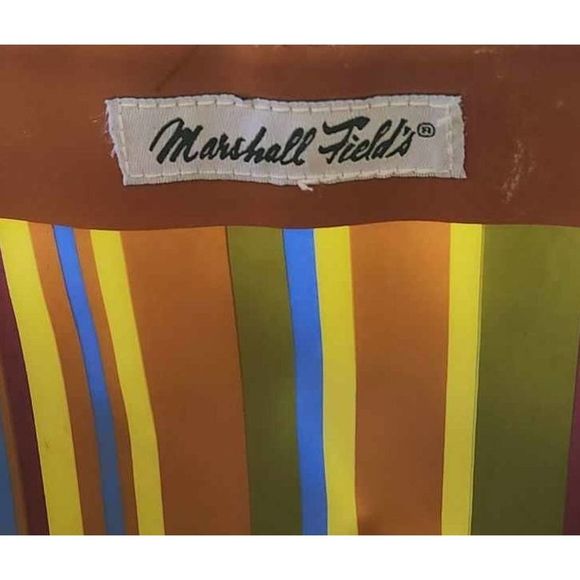 Marshall Fields Bag RARE Striped Vinyl 1970s-80s Colorful Shopping / Beach Bag - Picture 5 of 8